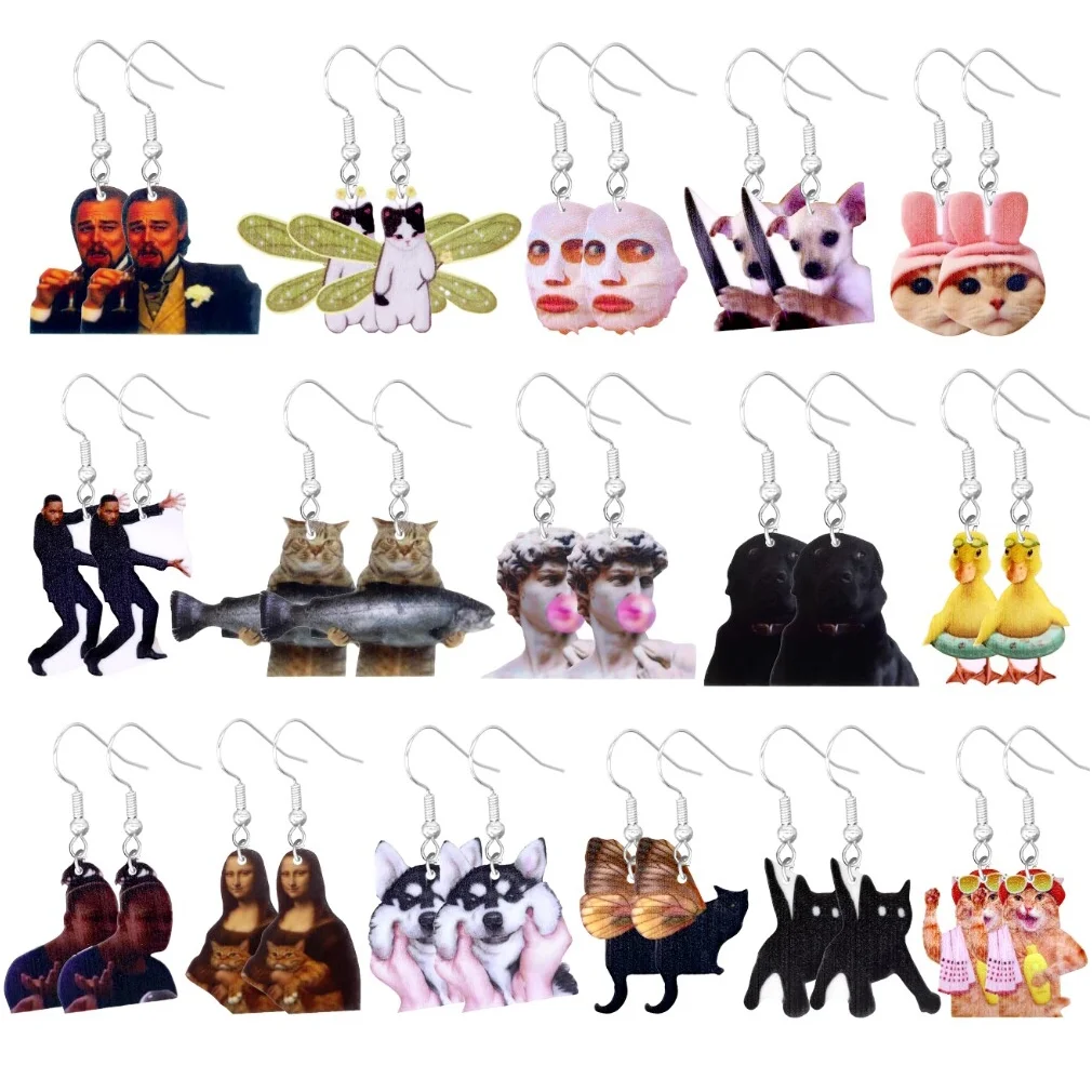 Animal Earrings For Women Cute Female Acrylic Earrings Funny  Personal Party Gifts Duck  Dog Cat