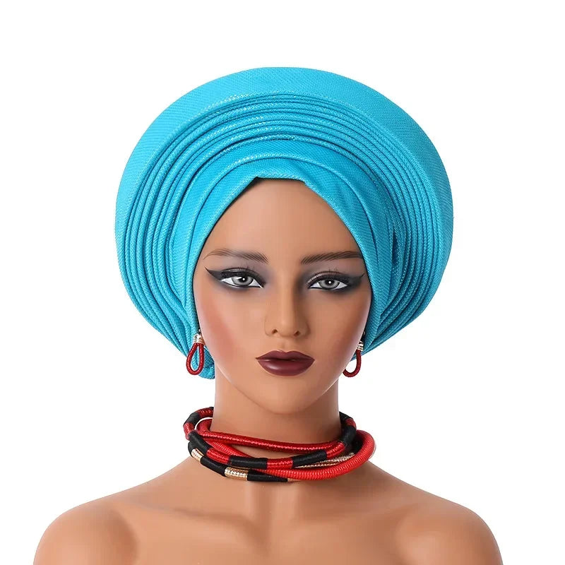 2025 Sequins Turban Chemo Cap for Women Ready to Wear African Auto Gele Headtie Nigeria Wedding Geles Female Head Wrap Headpiece
