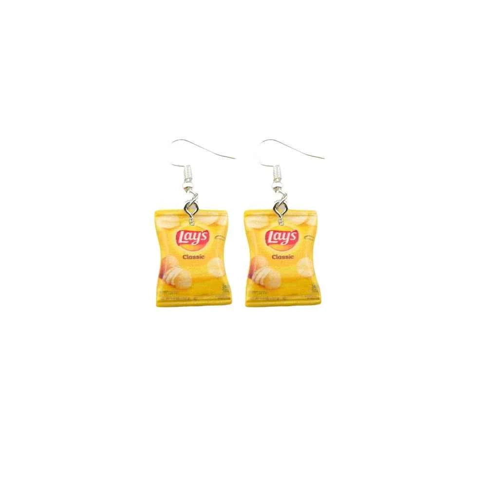 Cute Snacksle Earrings Set Potato Chips Drop Earrings for Women Children Colorful Cartoon Jewelry Gifts