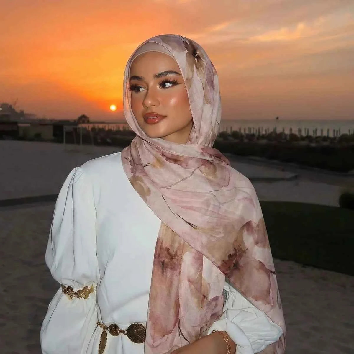 New Design Printed Hijabs Premium Watercolor Women Headscarf Soft Scarf Shawl Suitable For Daily Abaya Accessories Women Veil
