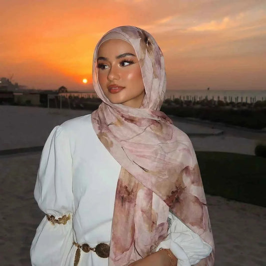 New Design Printed Hijabs Premium Watercolor Women Headscarf Soft Scarf Shawl Suitable For Daily Abaya Accessories Women Veil