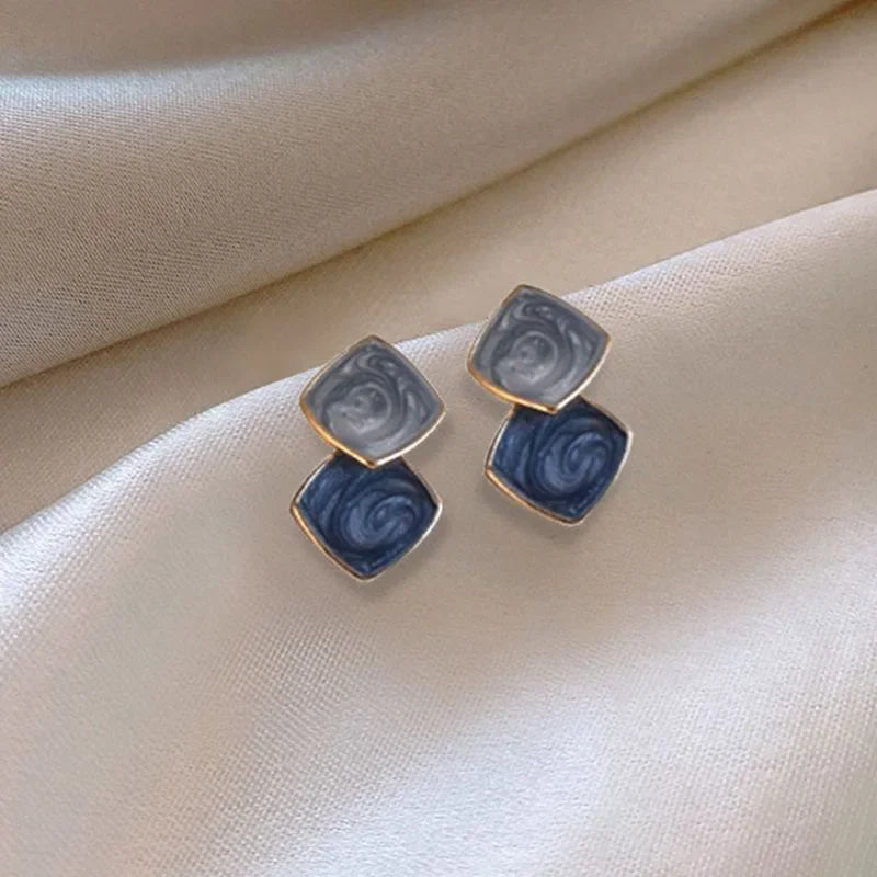 Golden Metal Blue Bowknot Earrings Fashion Jewelry Bow-tie Earrings Women Cute Romantic Pendientes Female Stud Earrings