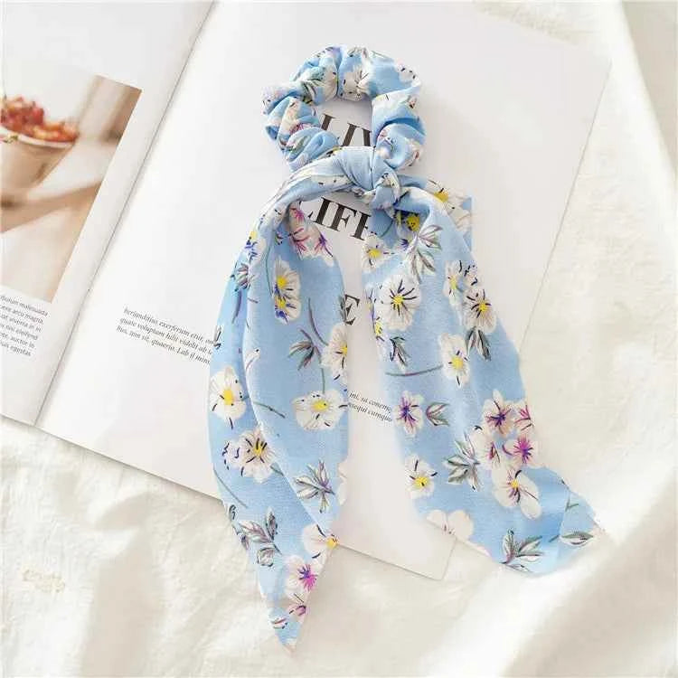 Fashion Leopard Print Bow Satin Long Ribbon Ponytail Scarf Hair Tie Scrunchies Women Girls Elastic Hair Bands Hair Accessories