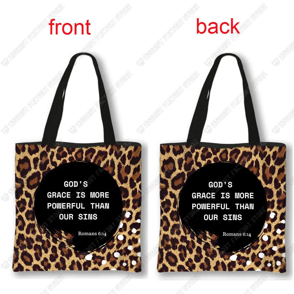 Christian Bible Verse Print Handbag God He Will Sustain You Lady Shopping Fashion Shoulder Bag Girl Travel Tote Bag Gift