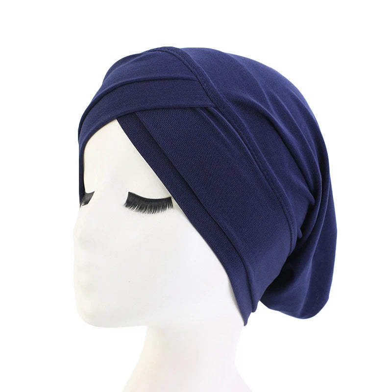 1PC Women Turban Hat Elastic Hijab with Beads Cancer Chemo Cap Head Wrap for Hair Loss