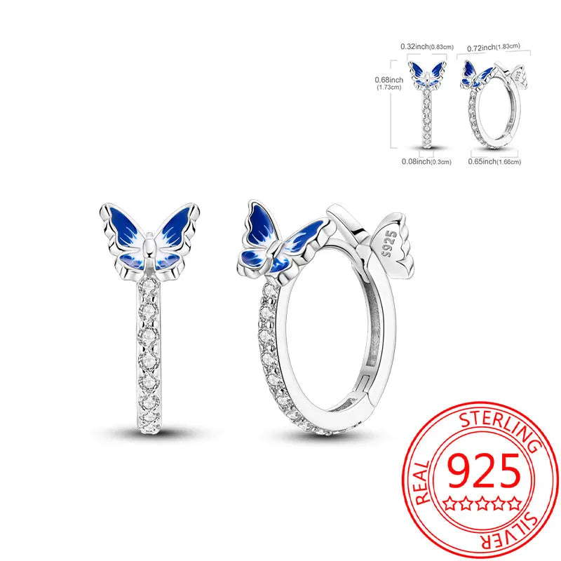 Pink Series 925 Sterling Silver Romantic Flower Butterfly Unicorn Tulip Geometry Earrings Boutique Fine Jewelry Gifts for Women