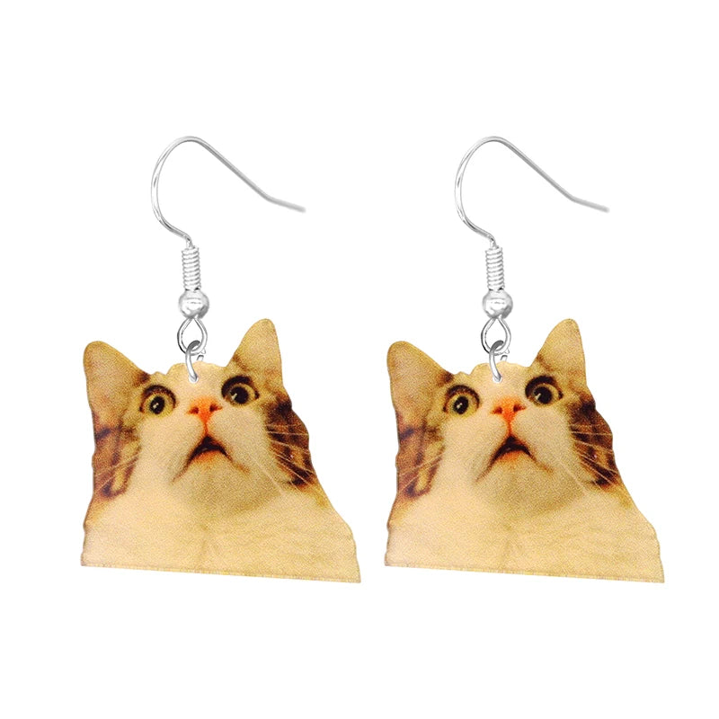 Cute Cat Design Dangle Earrings Acrylic Jewelry Adorable Gift For Women Girls Daily Casual Frog Bee Pig Hamster