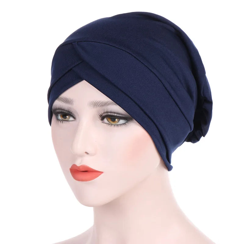1PC Women Turban Hat Elastic Hijab with Beads Cancer Chemo Cap Head Wrap for Hair Loss