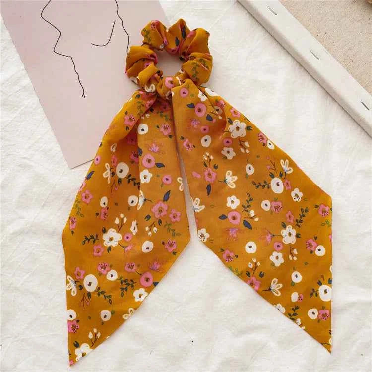 Fashion Leopard Print Bow Satin Long Ribbon Ponytail Scarf Hair Tie Scrunchies Women Girls Elastic Hair Bands Hair Accessories
