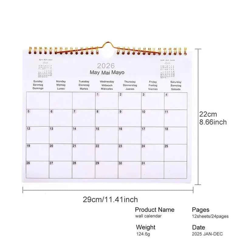 Calendar 2025 20252026 Calendar Planner Multilingual Coil Planner Agenda Organizer Scheduling For Home Office School Classroom