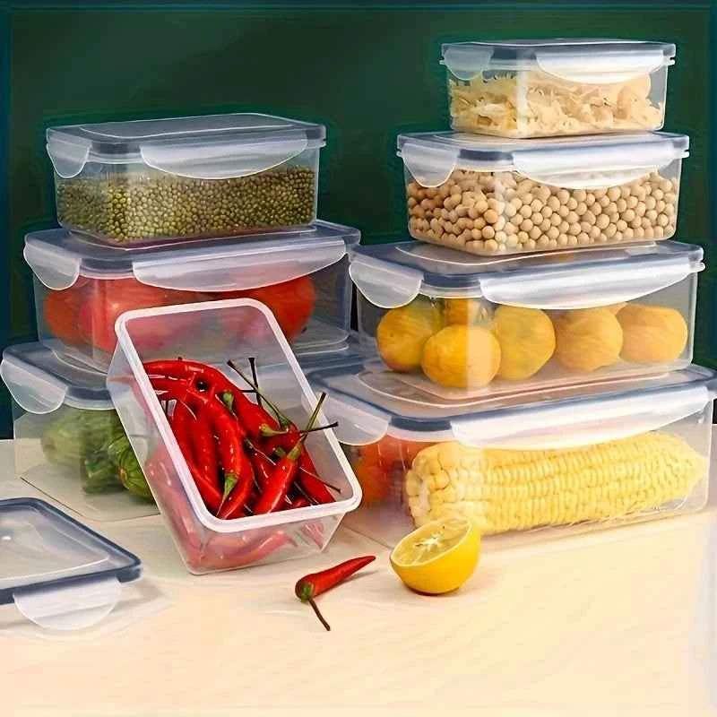 Clear Kitchen Food Storage Container Set - Microwave Safe, Multifunctional Plastic Lunch Box with Lid + 24 Chalkboard Labels