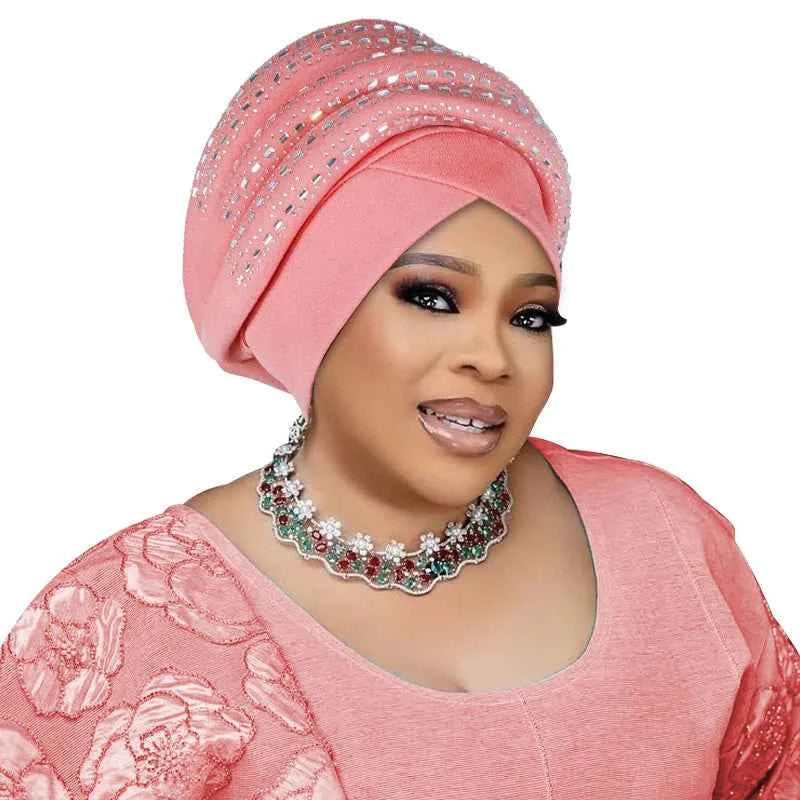 Diamonds Turban Cap – African Women’s Headwrap & Autogele Bonnet for Muslim Ladies
