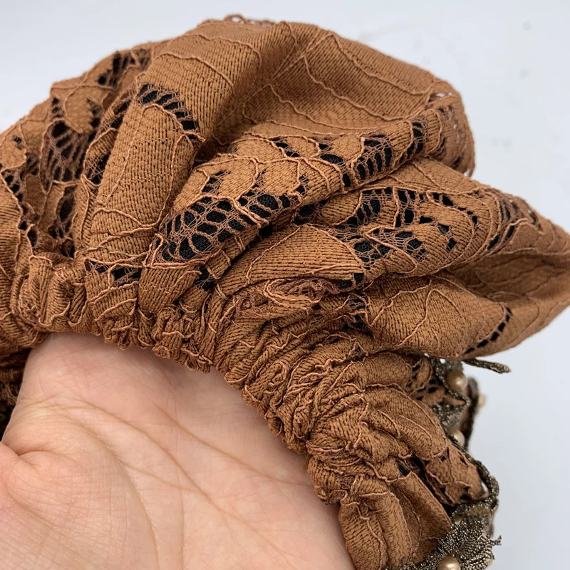 Breathable Lace Beading Turban Hat Summer Female Head Wraps Caps Muslim Women Headscarf Bonnet Ready to Wear Inner Hijabs - NamafadStore