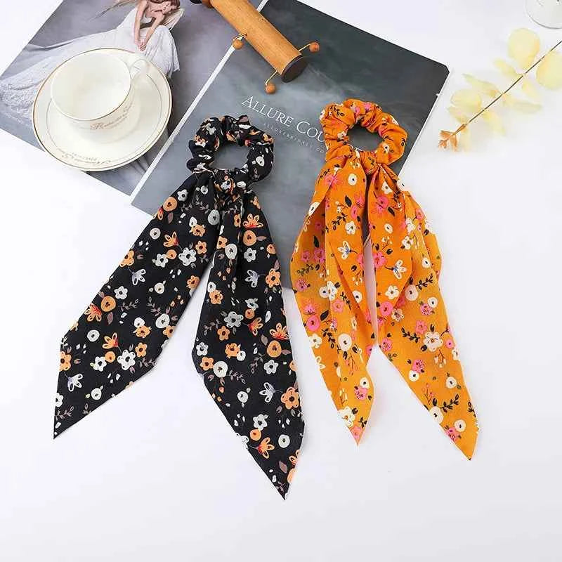 Fashion Dots Scrunchies Long Hair Rope Korean Hair Ties for Women Ponytail Scarf Sweet Elastic Hair Band Hair Accessories