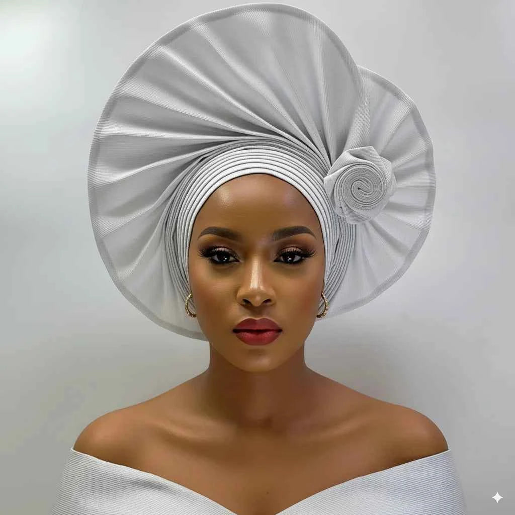 Already Made Headtie Pink African Headtie Gele Headwear for Wedding , Nigerian Braid Turbans Wraps,