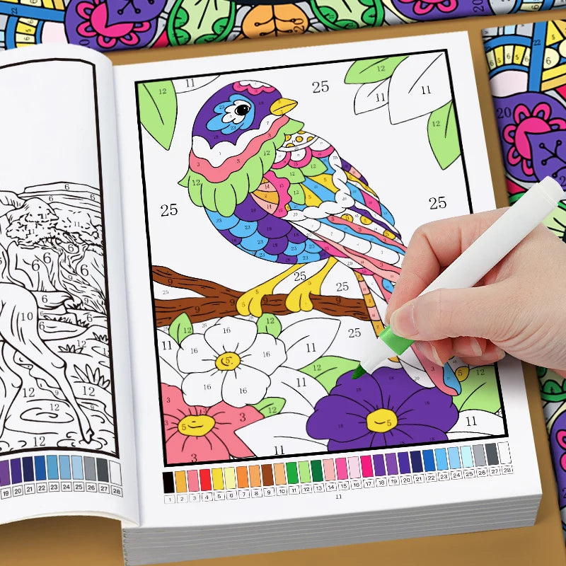 Stress Relief Color by Number Book for Adults – Mandala & Botanical