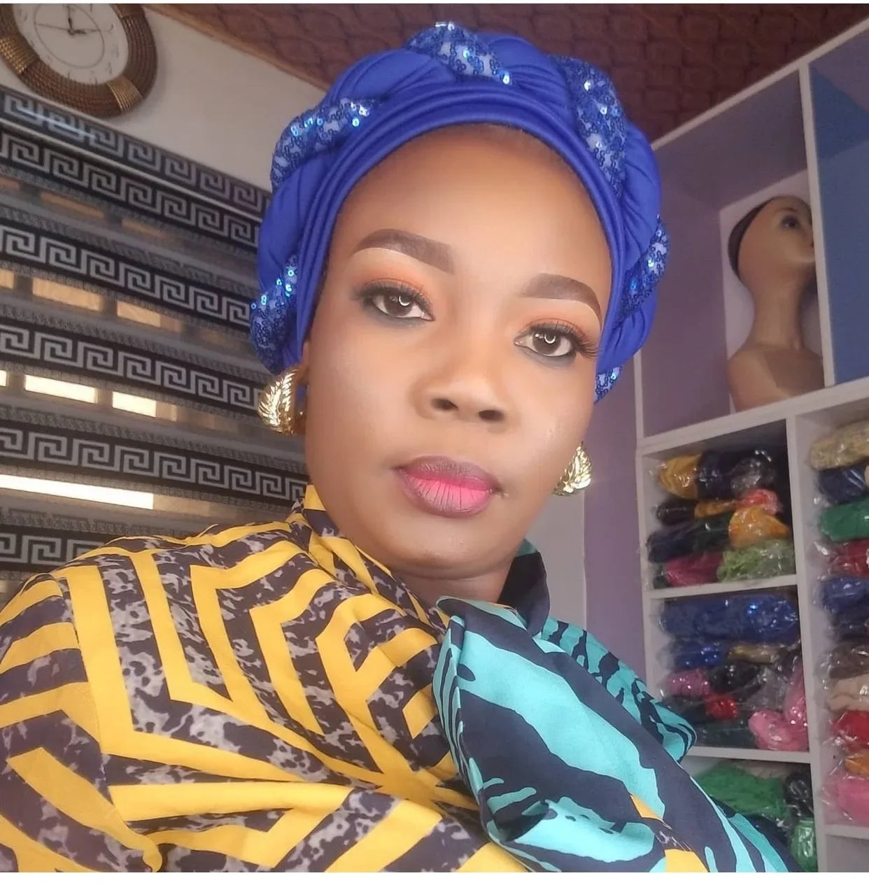Women Braid Turbans Latest African Headtie Ladies Sequin Head Wraps African Aso Oke Winter Headtie Negerian Wedding Gele Caps