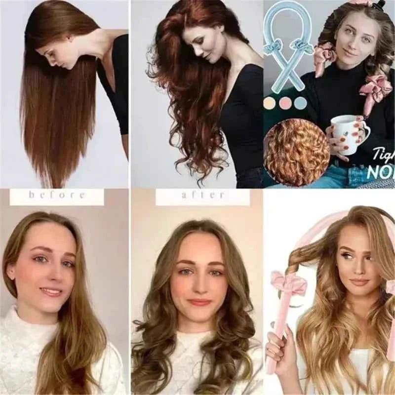 No-Heat Curling Iron Set Night Cap Hair Roller Set Lazy Hair Curlers Headband Hairs Rollers Bristle Brush Hair Styling Tools