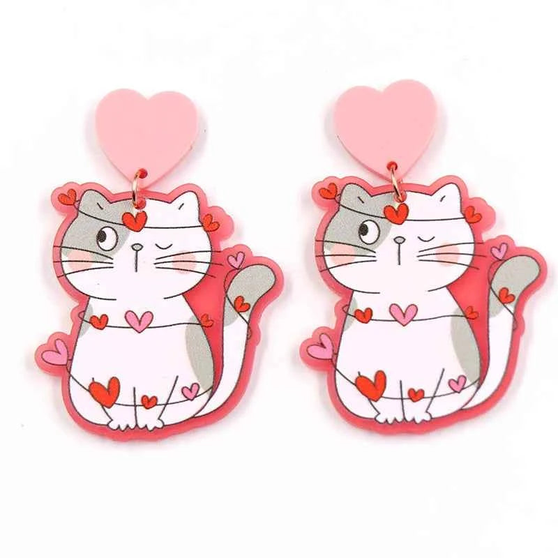 Earrings For Women Girls Hip Hop Cute Exaggeration Special Creativity Jewelry Valentine's Day Teddy Bear  Sweet Heart