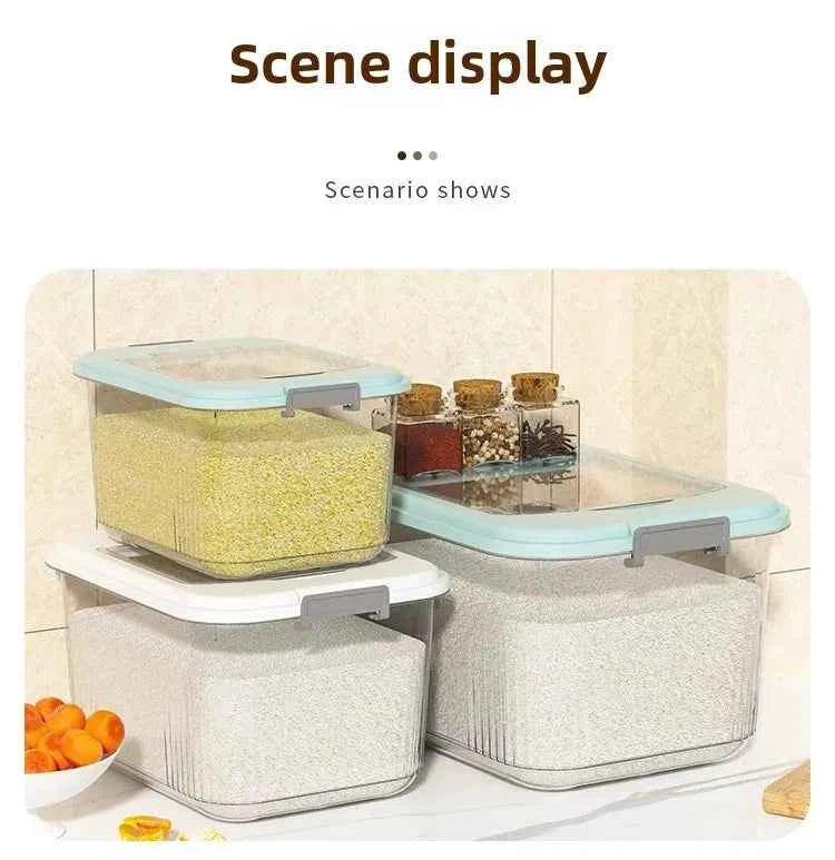 Kitchen Storage Box Rice Barrel Sealed Moisture Proof Bug Resistant Flour Tank Grain Storage Container Home Organization Bin