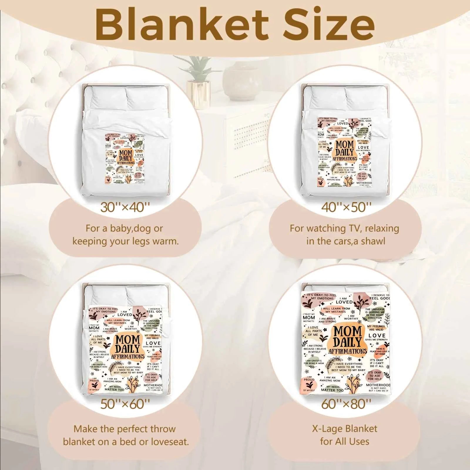 Mothers Day Gift Blanket for Mom Mom Daily Affirmations Throw Blanket Inspirational Self Love Gift for Mother from Daughter Son