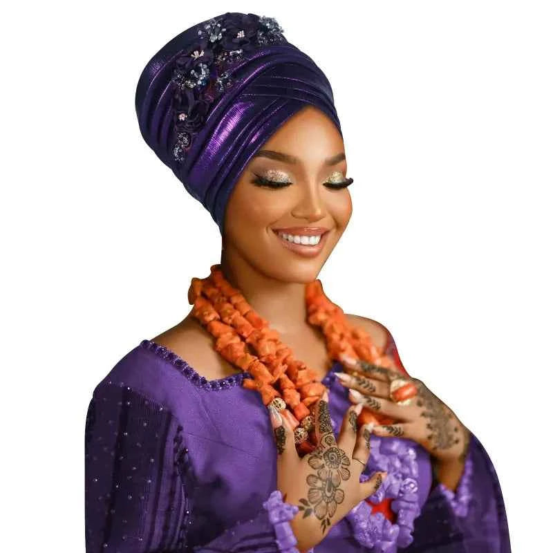Fashion Women African Turban Cap Lady Head Wraps Nigeria Wedding Auto Gele Headtie Party Headgear Headwear Hat Outfits