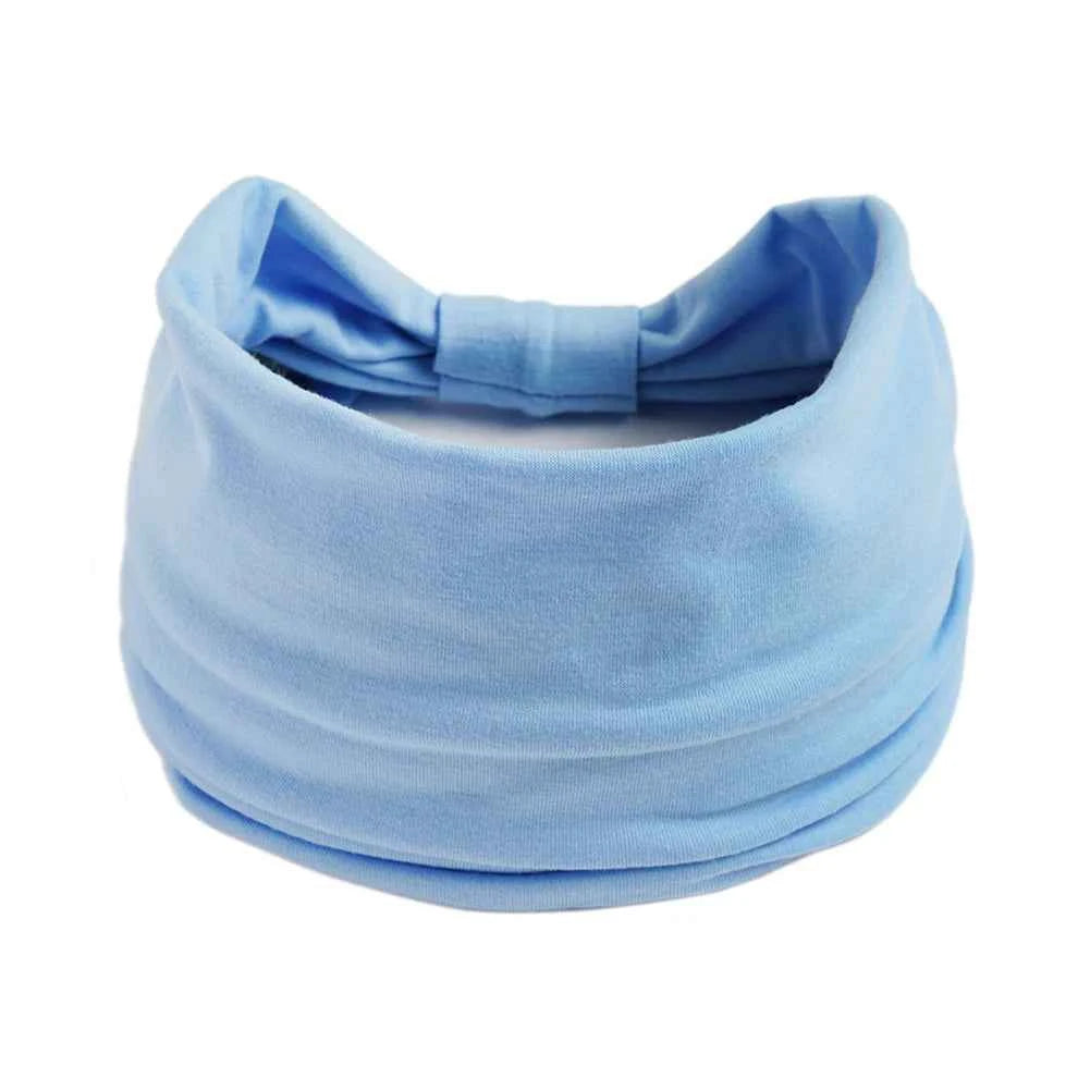Women’s Solid Color Turban Headwrap – Soft Cotton Knot Headband Elastic Wide Hair Band for Yoga & Daily Wear