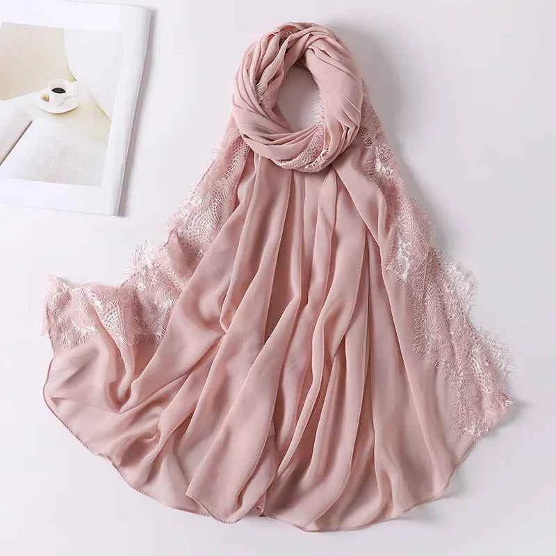 Chiffon Hijab Turban – Lace Headscarf & Veil for Muslim Women, Islamic Headband for Ramadan