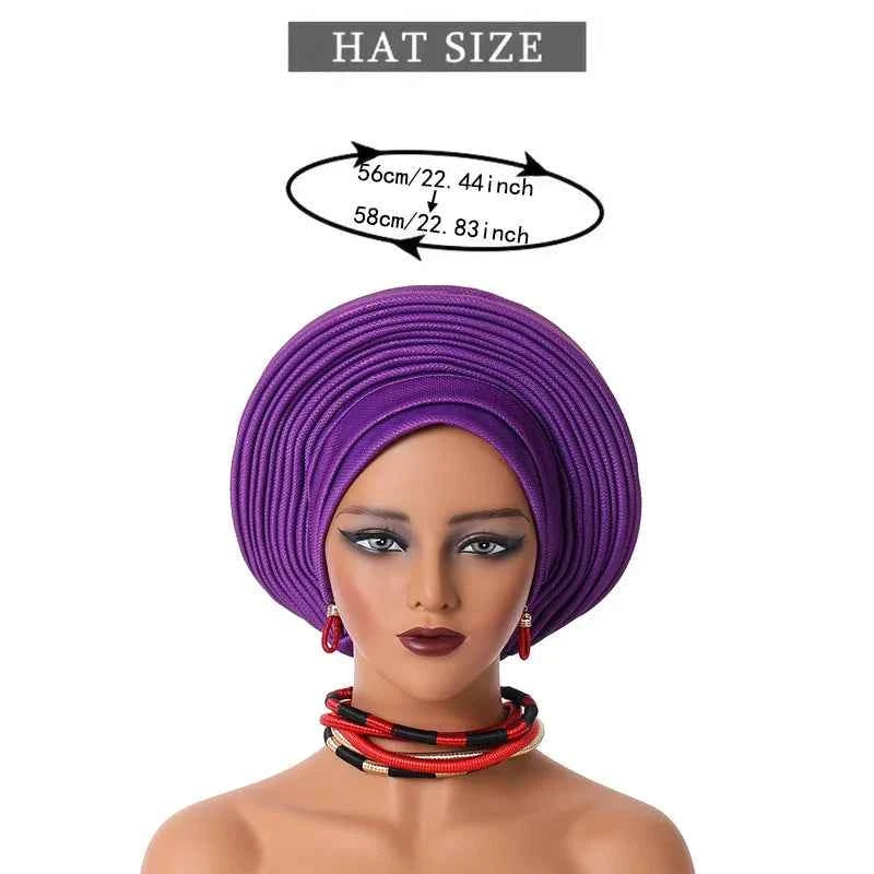 African Headtie Nigerian Aso Oke Headtie Women Hijab Head Wrap Turban Chemo Caps Gele Femme Scarf High Quality for Wedding Party