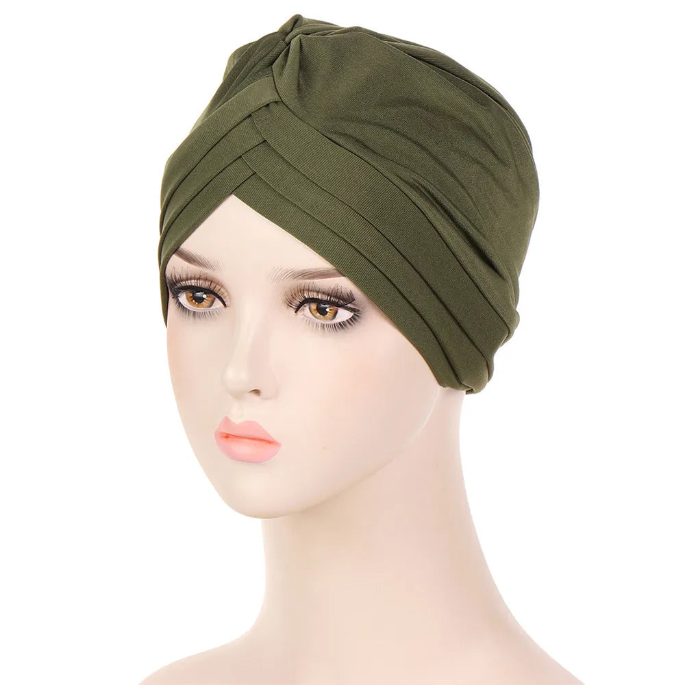 1PC New Women Elastic Turban Hat Muslim Hijab Islamic Beads Cancer Chemo Cap Ladies Hijab Stretch Head Wrap Head Scarf Hair Loss - NamafadStore