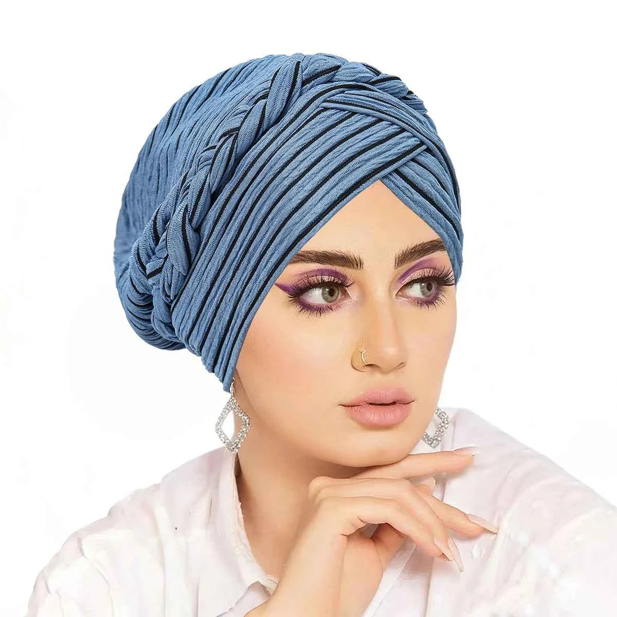 Ramadan Women Muslim Fashion Braid Turban Hijab Soft Strech Headwrap Chemo Headscarf Hair Cover Wrap Islamic Headwear