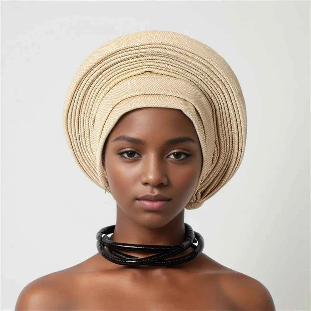 Nigeria Head Ties Wedding Party Headgear Elegant African Headtie Turban Already Made Women's Auto Gele Female Head Wraps