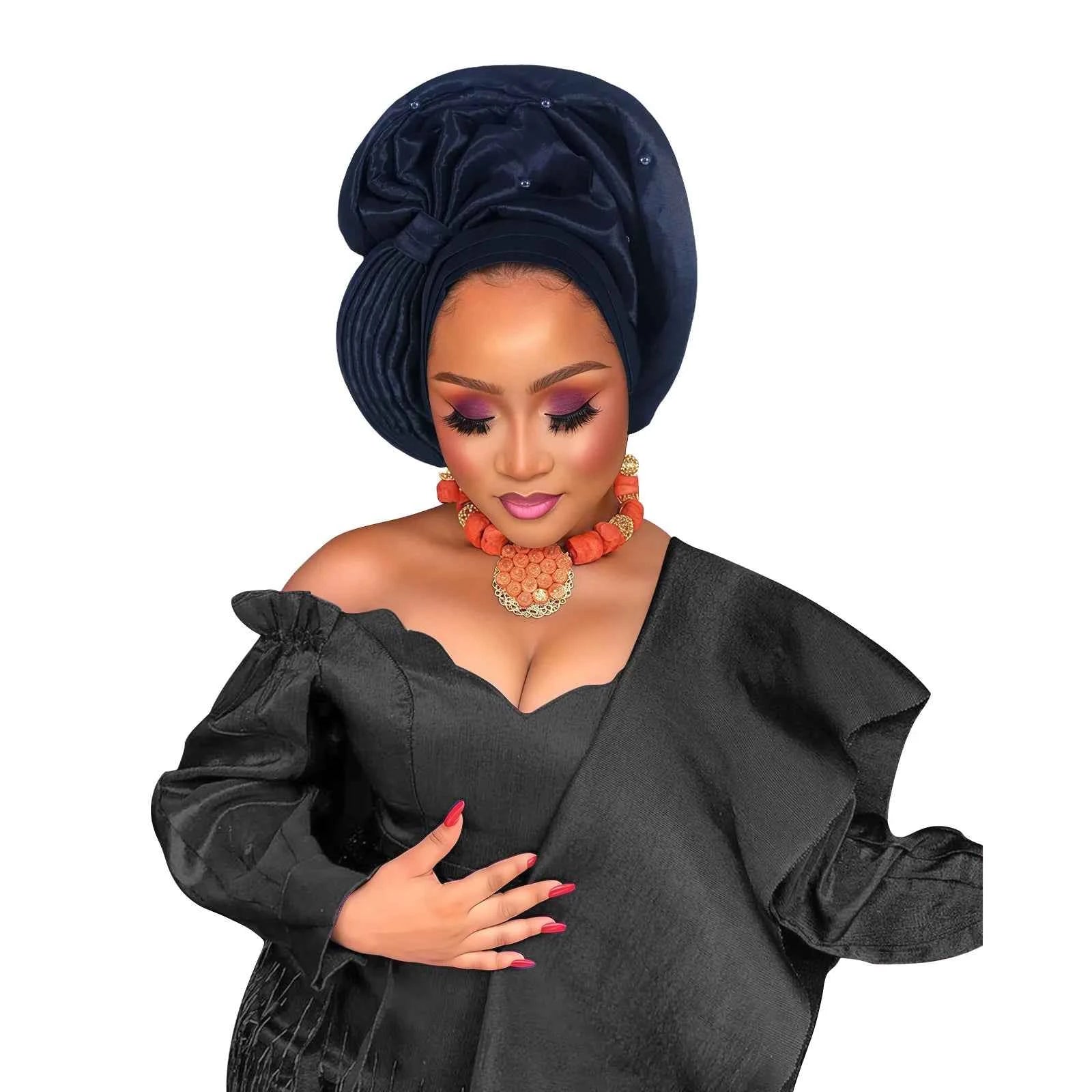 New Luxury Shiny Turban Cap for Women African Auto Gele Headties Nigeria Wedding Party Geles Hijab Bonnet Hat Head Wrap Headgear