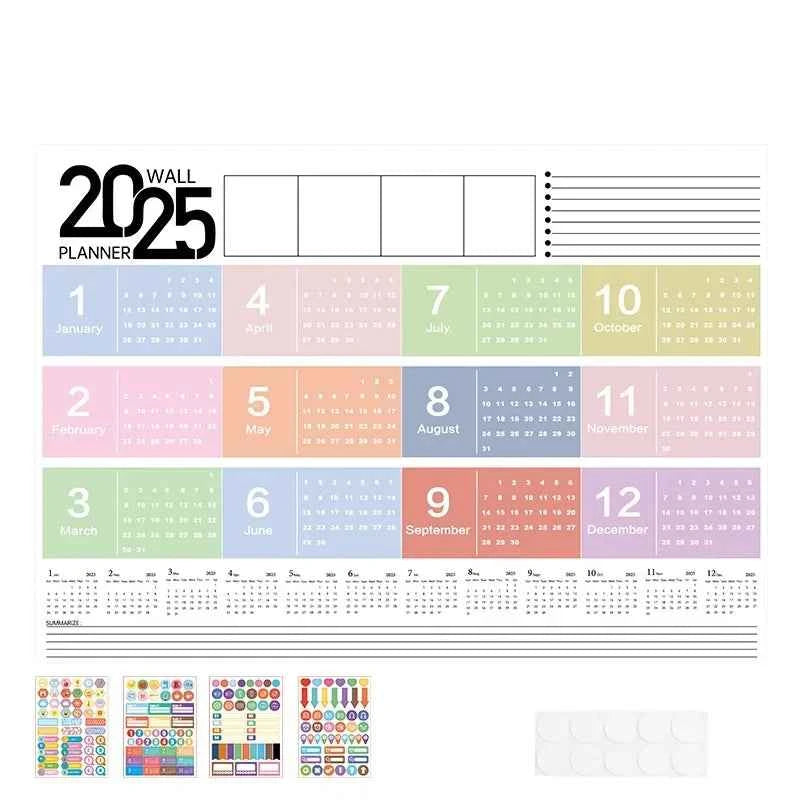 Large 2025 Schedules Calendar Planner Monthly Paper Weekly Planning Notepad Notebook Agenda Wall Calendar 365 Day Plan Hanging