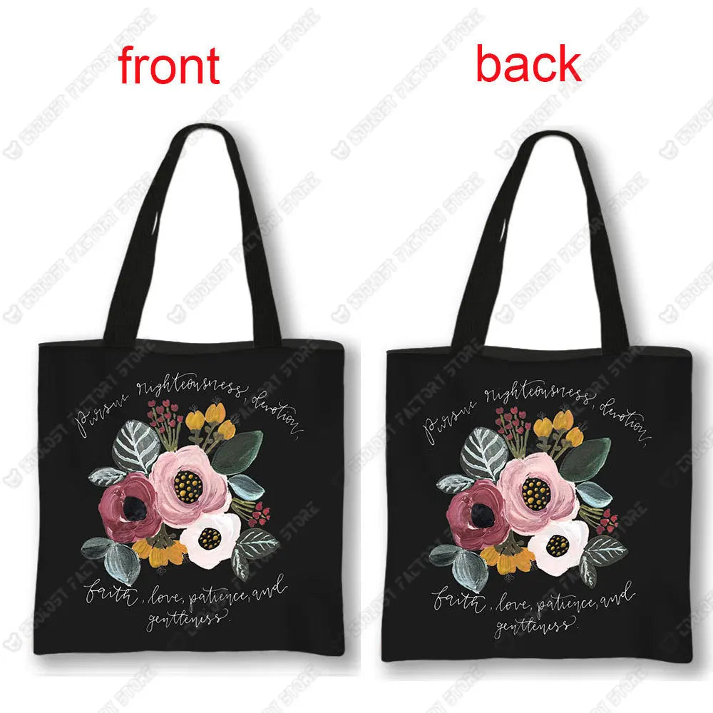 Christian Bible Verse Print Handbag God He Will Sustain You Lady Shopping Fashion Shoulder Bag Girl Travel Tote Bag Gift