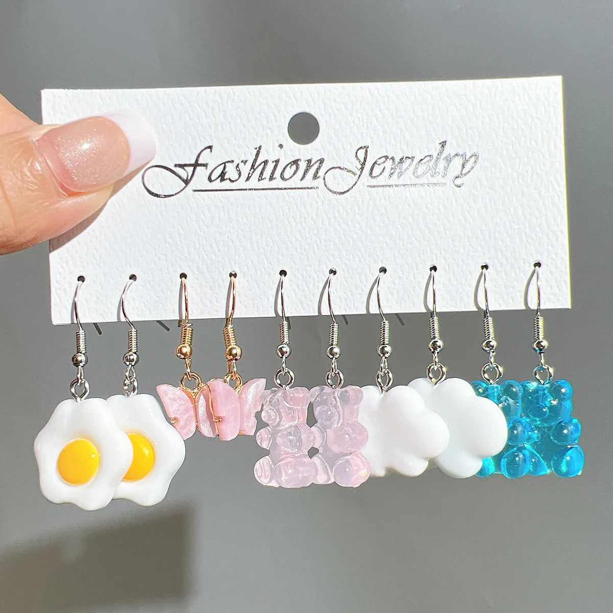 Candy Color Acrylic Earrings Set for Women Dopamine Bohemian Animal Cloud Fruit Drop Earrings for Girls Party Y2K Jewelry