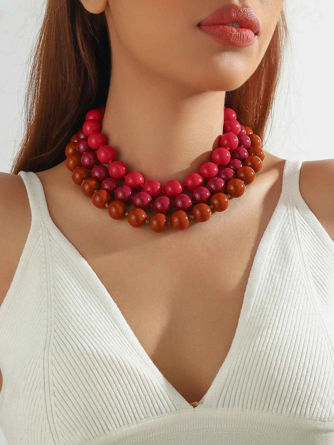 Bohemia Bead Round Colourfulne Neckalce for Women Fashion Banquet Colorful Geometric Holiday Jewelry Party Gifts