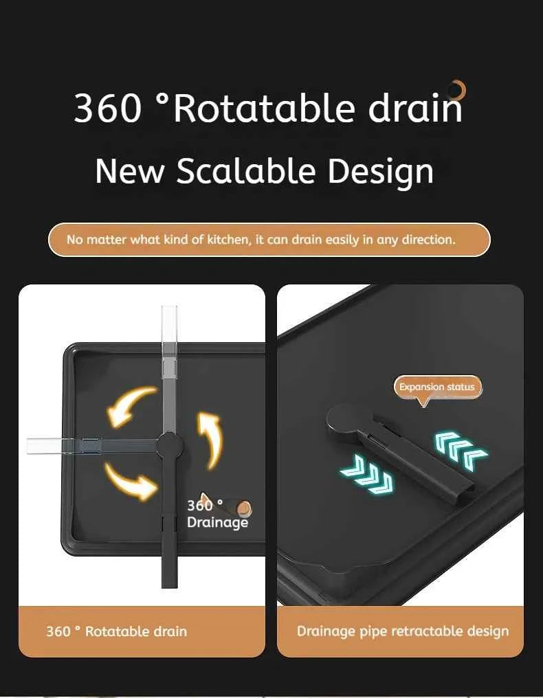 Stainless Steel Dish Drying Rack Adjustable Kitchen Plates Organizer with Drainboard Over Sink Plate Drainer Storage Organizer