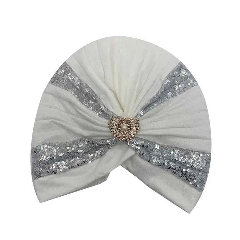 Fashion Sequins Pleated Turban Hat Muslim Headscarf Bonnet Women Head Wraps African Party Headpiece Nigeria Wedding Gele
