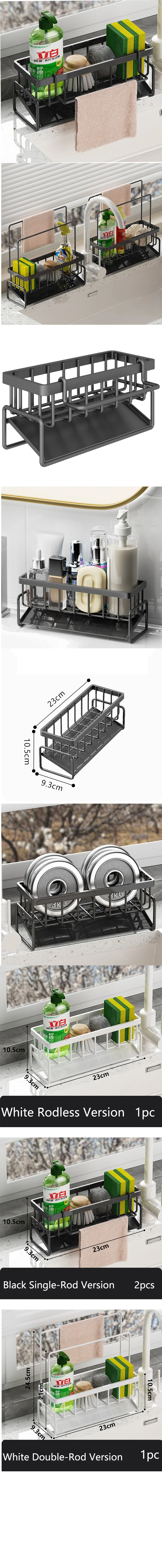 1-2 PCS Cloth Sponge Drain Rack Kitchen Dishwasher Countertop Multi-functional Sink Storage Rack Sink Ironwork Storage