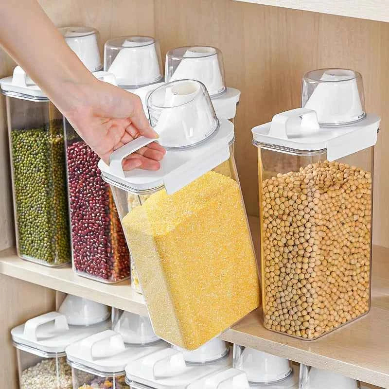 Airtight Food Storage Containers - Premium PP Plastic Canisters for Dry Goods, Grains Kitchen Pantry Organization Sealed Jars