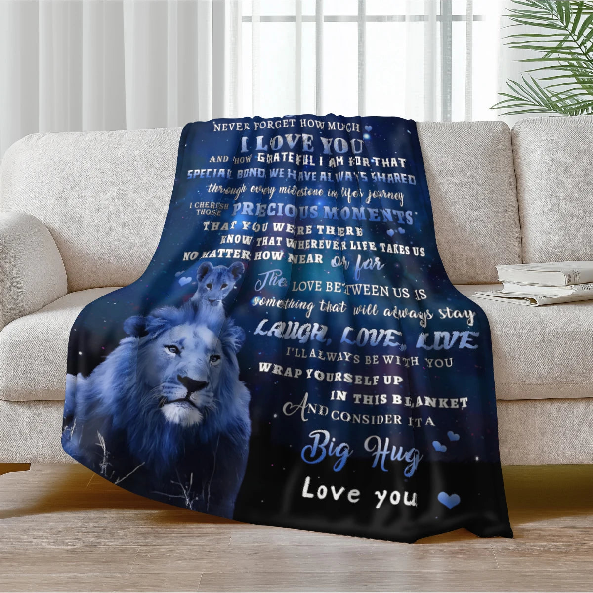 Blue Lion Blanket for Niece – Soft Flannel Birthday Gift from Aunt or Uncle
