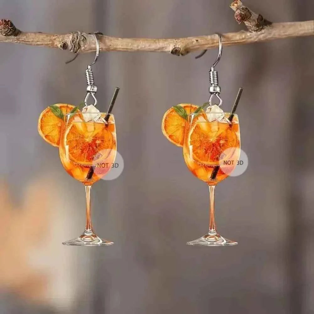 Beer Festival Wine Glass Orange Juice Earrings Fashion 2D Flat Design Earrings Women Girls Party Jewelry Gift Give To Friends