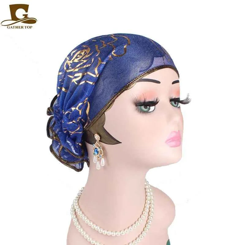 Spring Large Flower Turban – Women’s Jacquard Lace Headwrap & Muslim Headwear