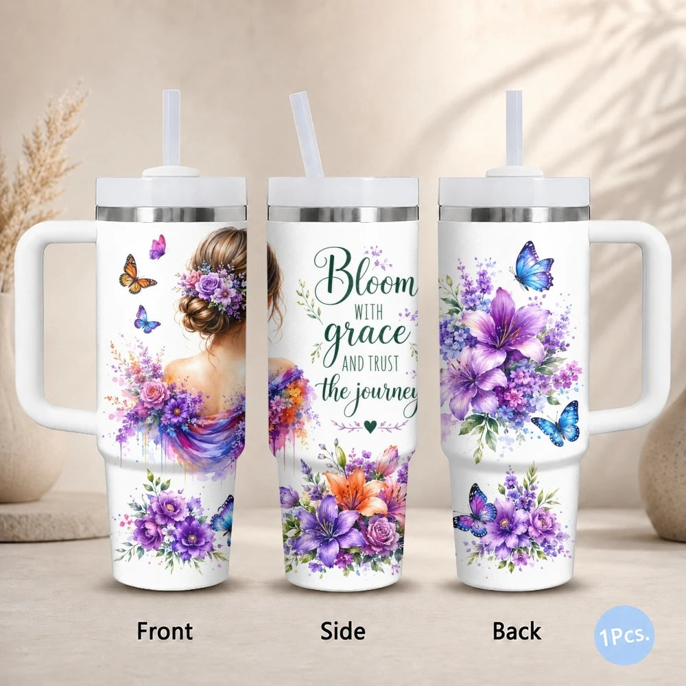 40oz Butterfly Tumbler for Women – Stainless Steel Insulated Travel Mug