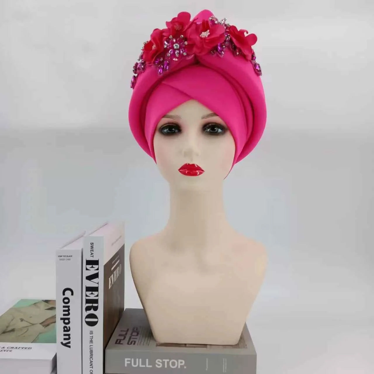 Beaded Nigeria Gele Ready African Headtie Female Head Wraps Party Headpiece Muslim Headscarf Hat Women's Turban Cap with Stones