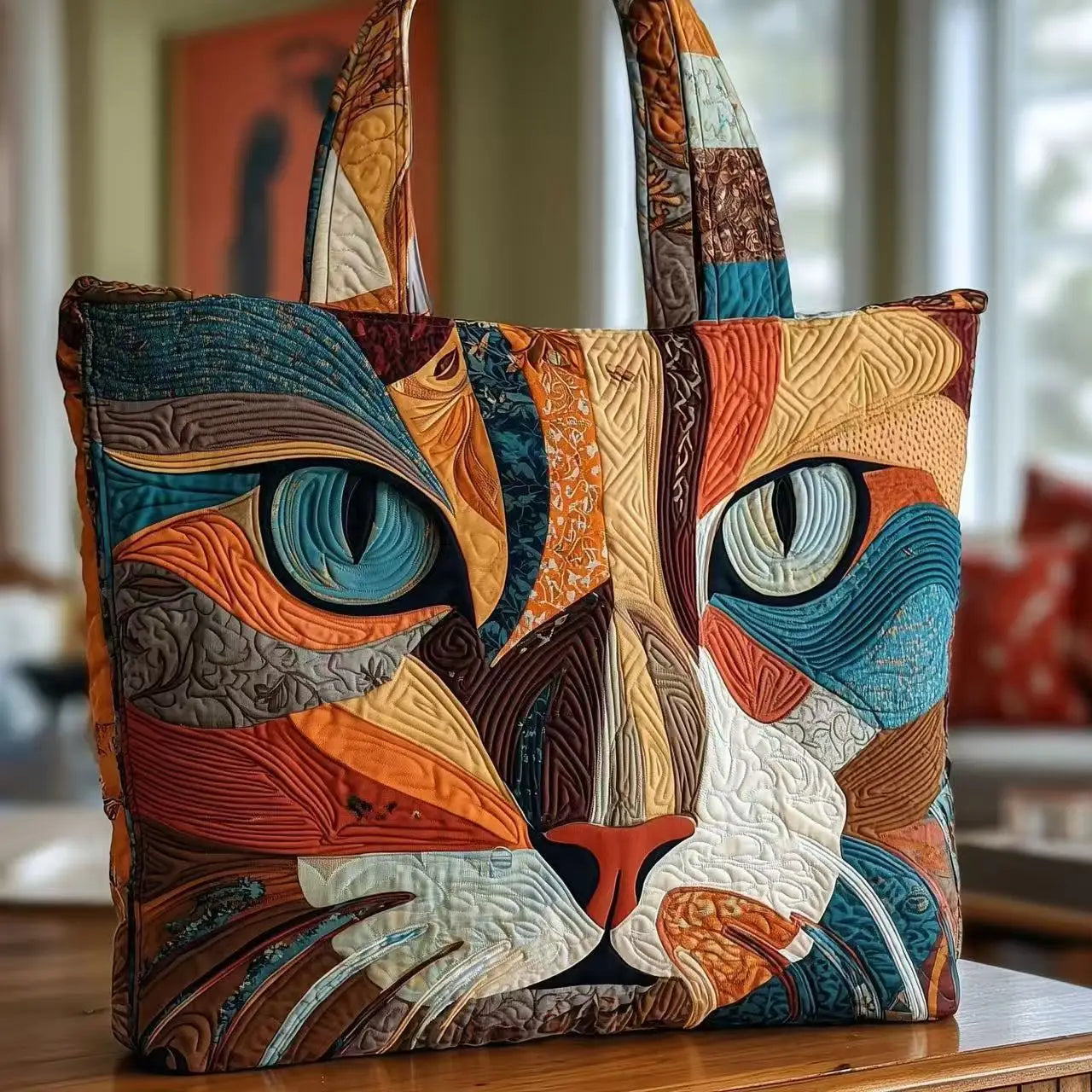 Quilted handbag 3D embroidered handbag large capacity canvas shoulder bag women's daily shopping bag fashionable travel handbag