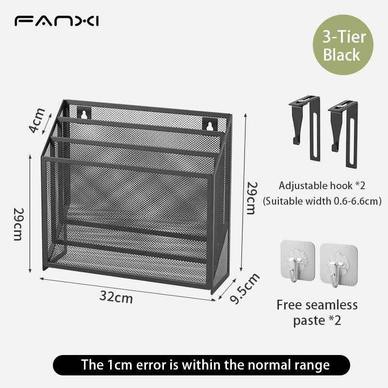 5 Pocket Mesh Hanging Wall File Organizer, Wall Mounted Mail Paper Document Folder Holder,Magazine Rack for Office Home School.