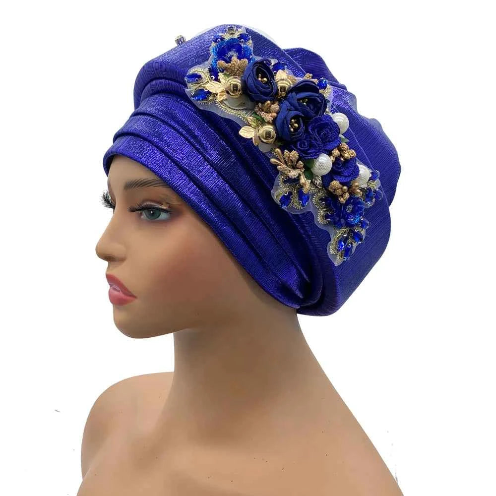 Nigeria Turbans for Traditional Marriage Turban Femme Auto Gele African Headtie Exquisite Bouquet Already Made Bonnet Head Wraps