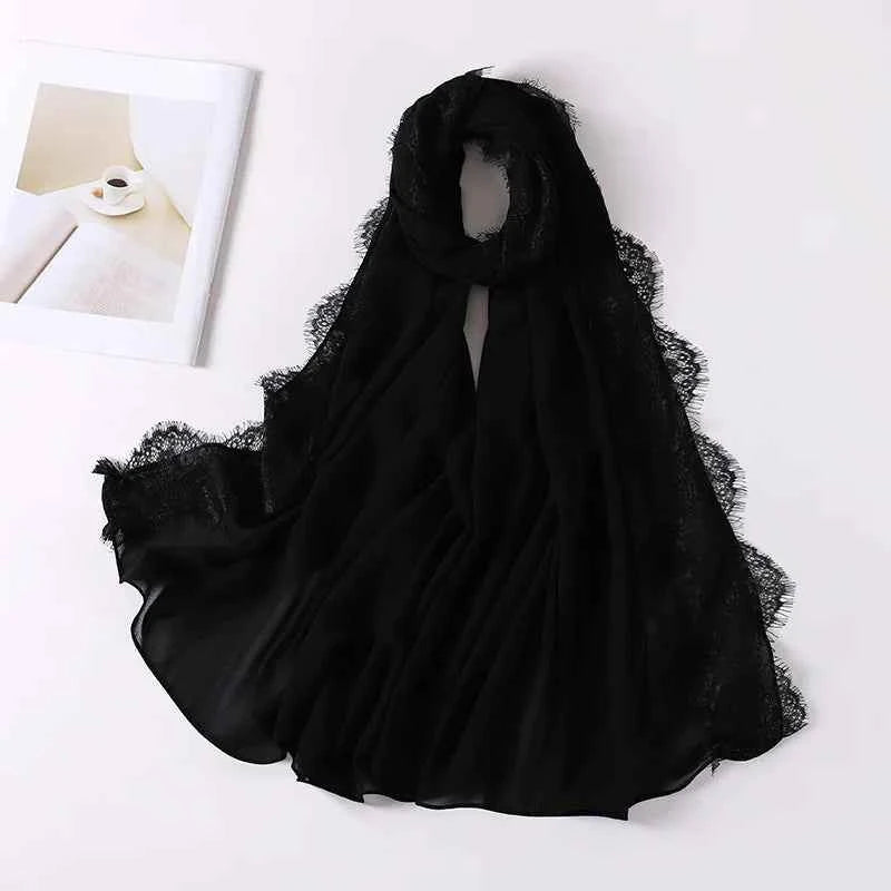 Chiffon Hijab Turban – Lace Headscarf & Veil for Muslim Women, Islamic Headband for Ramadan